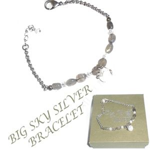 Big Sky Silver Bracelet Featuring Labradorite & Ice Flake Quartz - About 7.25"